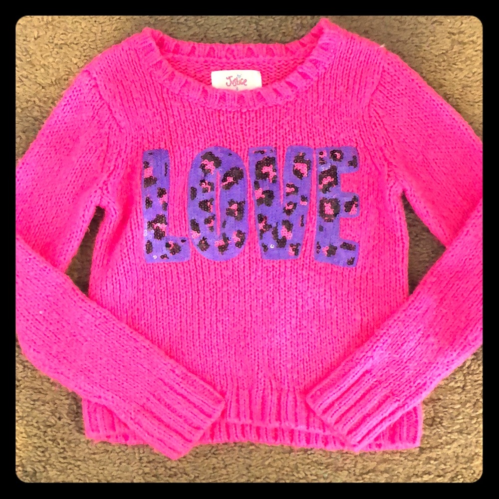Bright pink sweater from Justice!